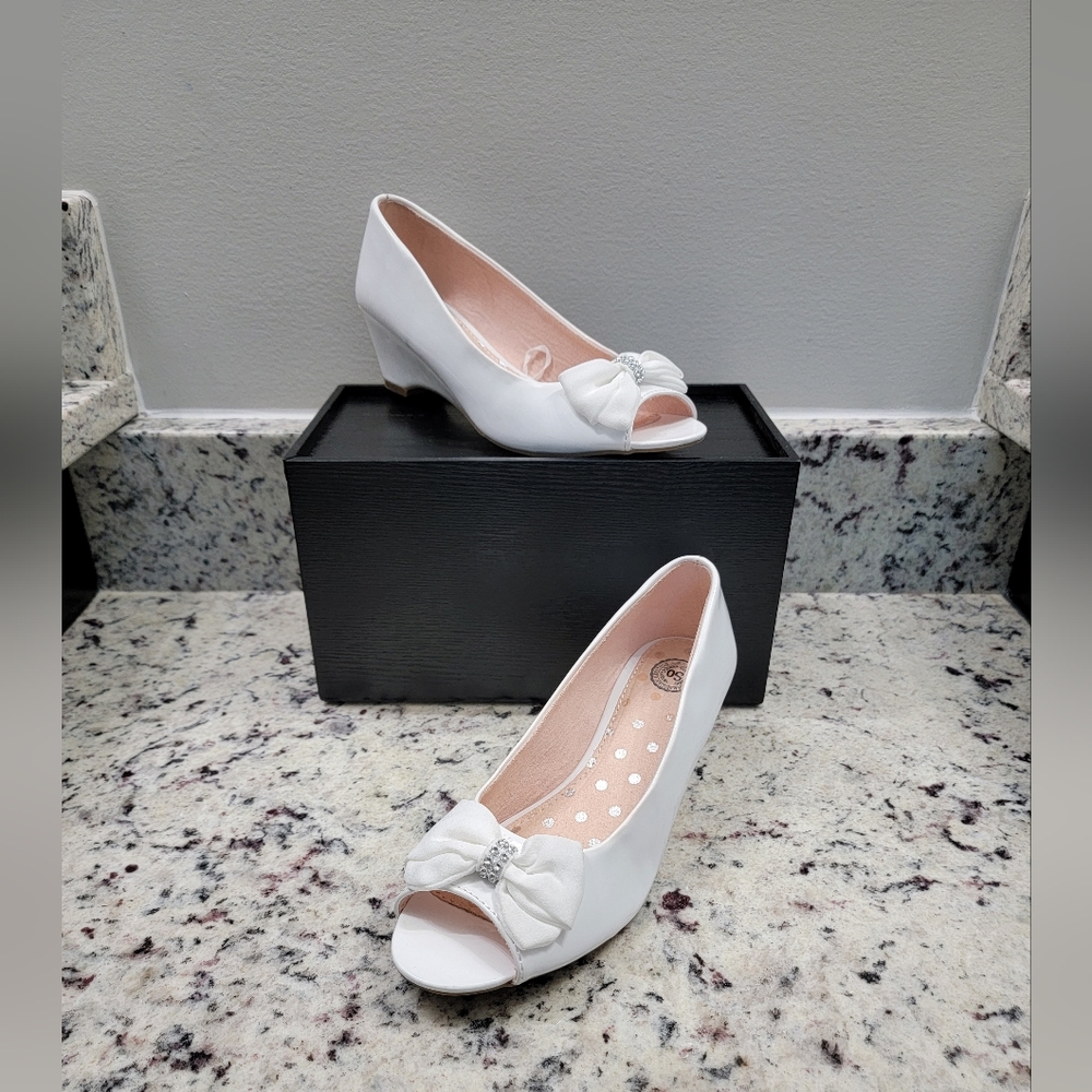 SO Primrose Girls Dress Peep Toe Wedges